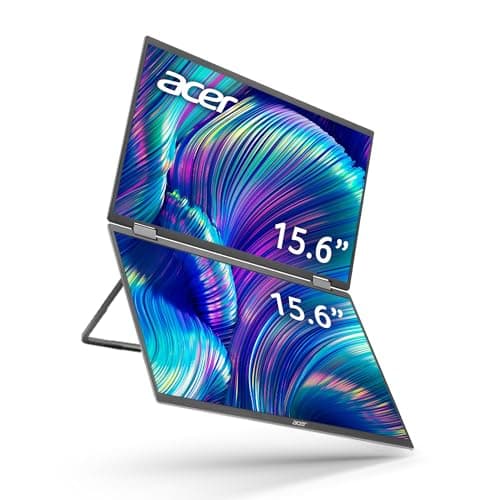 Image of acer PD163Q 15.6” FHD 1080P Foldable Dual-Screen Portable Monitor | Auto Pivot, View Vertically or Horizontally | 2Wx2 Speakers | Plug & Play for PCs | 2 x USB 3.1 Type-C Ports & 1 x Mini HDMI