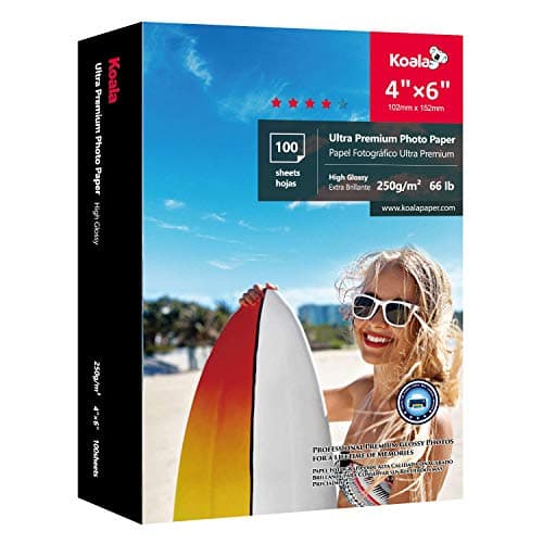 Image of KOALA Glossy Photo Paper 4x6 inch 10x15 cm 250gsm 100 Sheets with Premium High Glossy Advanced Resin Coated for Canon Hp Epson Inkjet Printer