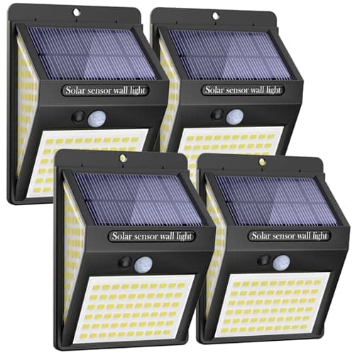 Image of litogo [4 Pack 140LED Solar Security Lights Outdoor, Solar Motion Sensor Lights 270ºWide Angle Waterproof Solar Powered Durable Wall Lights Outside 3 Modes for Garden Fence Door Yard Garage Pathway
