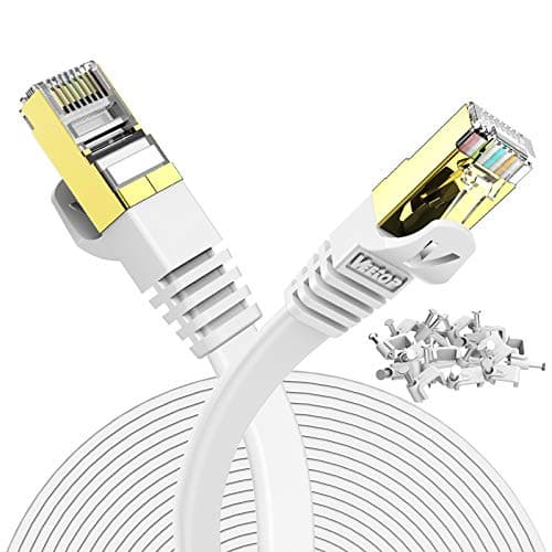Image of Veetop Flat Ethernet Cables 10m/32.8ft Cat7 High Speed 10Gbps RJ45 Cat 7 Networking Ethernet Cable with STP Copper Wires Shielded & Gold Plated Connector for Computer Laptop Router Patch Modem