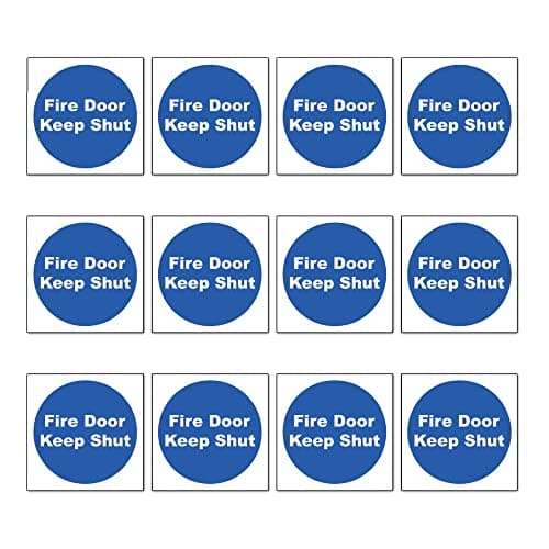 Image of Stcky Fire Door Safety Vinyl Signs [Pack of 12] - Fire Door Keep Shut Sign (100mm x 100mm)