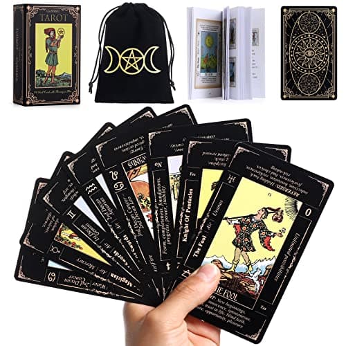 Image of Tarot Cards Deck with Guide Book & Linen Carry Bag - 78 Classic Original Tarot Cards for Fortune Telling - Ideal for Beginners to Experts, with Meanings Included