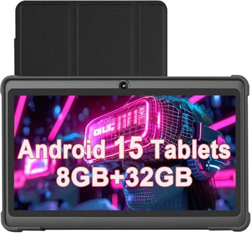 Image of VASOUN 7 inch Android 15 Tablets, Tablet PC with 8GB(3+5GB Expand) RAM, 32GB ROM, Penta Core Processor, GMS Certified WiFi Dual Camera, Portable, Black