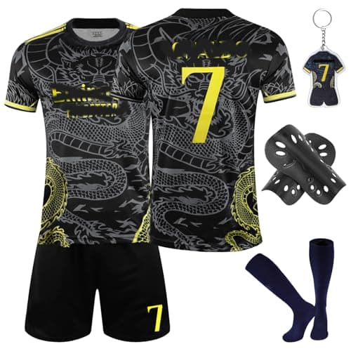 Image of Home Away Football Kit for Kids Boys - Soccer Jersey Training Set With Shirts, Shorts, Guard Plate, Keychain and Socks - Gift for Kids Fans