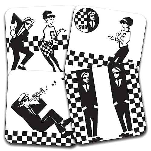 Image of Ska Themed 95mm Square Cork Backed Coaster Set of 4 (Series 1)