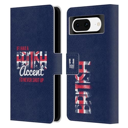Image of Head Case Designs British Accent London Best Leather Wallet Case Compatible With Google Pixel 8