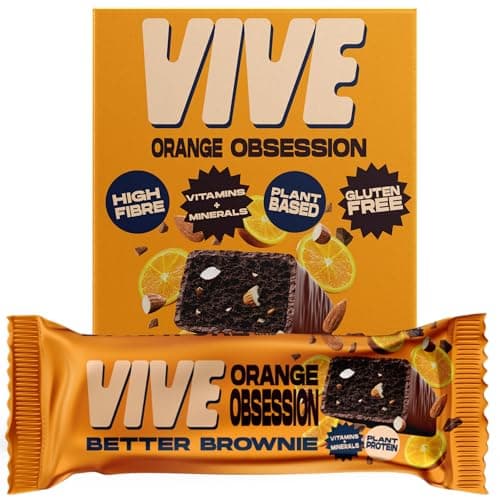 Image of Vive Better Brownie Chocolate Orange with Immunity Vitamins - Low Calorie Vegan Treat - Healthy Protein Snack - Pack of 15