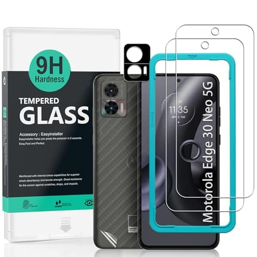 Image of Ibywind Screen Protector For Motorola Edge 30 Neo 5G 6.2"[2 Pack],9H Hardness Tempered Glass,With 1Pc Camera Lens Protector,Easy to Install