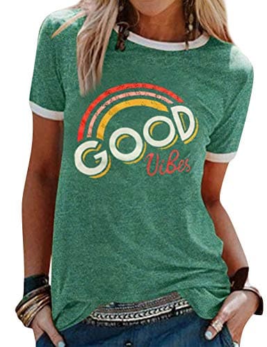 Image of Dresswel Women Vest Tops Good Sleeveless T-Shirt Tank Top Rainbow Graphic Print Summer Tops