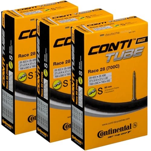 Image of Continental Race 28 700 x 20-25c Bike Inner Tubes (Pack of 3) - Presta 60mm Long Valve, Black