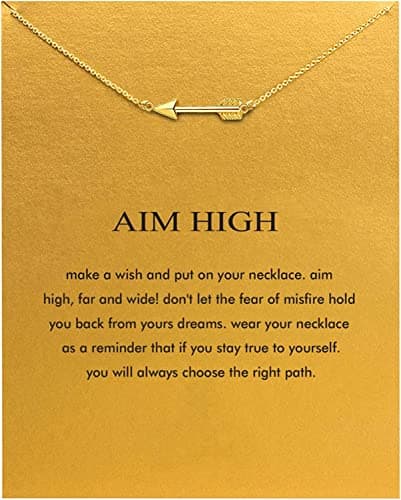 Image of ZYAWP Unicorn Pendant Necklace with Message Card Bar Necklaces Friendship Sun Good Luck Elephant Pendant Chain Necklace for Women Girl Gift (arrow g)
