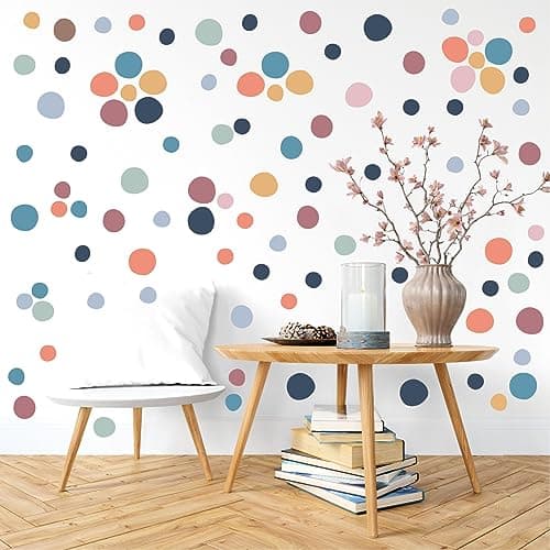 Image of Colored Polka Dots Wall Stickers 10 Sheets/300 Pcs Bohemian Wall Decals for Room Office Bedroom Living Decor Peel and Stick Art Sticker DIY Murals Geometry Sticker Waterproof Vinyl Walles Decal