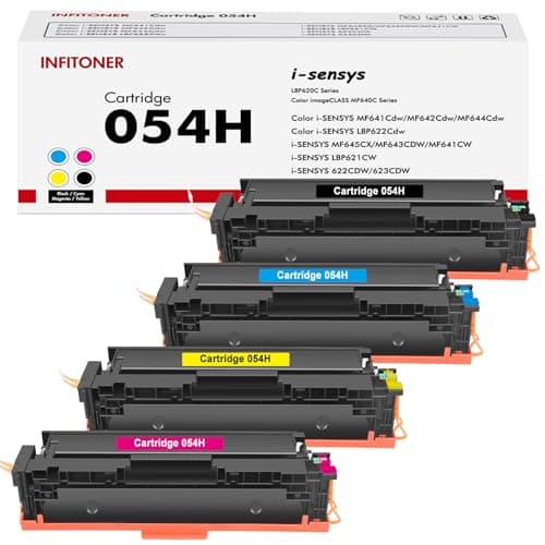 Image of 4-Pack Toner Cartridge 054H 054 Compatible for Canon i-SENSYS MF645Cx LBP623Cdw MF643Cdw MF641Cw LBP621Cw MF642Cdw MF644Cdw LBP622Cdw MF640C LBP620C Black Cyan Magenta Yellow