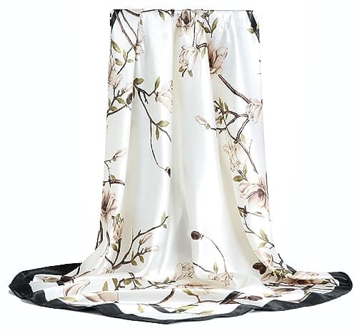 Image of Traziewell White Scarfs for Women 35 Inch Head Scarfs Large Square Neck Wrap Sleeping Hair Wrapping Satin Scarves 4316