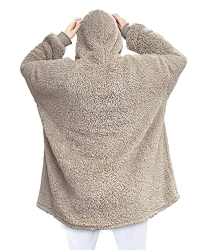 Image of COUNTRY CLUB Eskimo Teddy Hoodie - Super Soft Super Fluffy Incredible Warmth - Perfect for snuggling or travelling (Natural)
