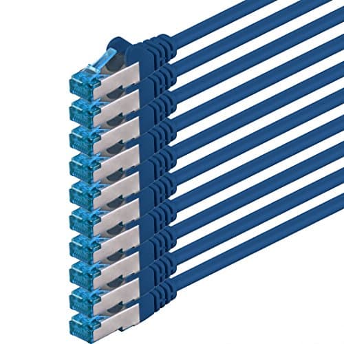 Image of 1aTTack.de 0.25m - CAT6a - network cable blue - pack of 10 CAT 6 A patch cable 10000 Mbit s SFTP PIMF 500 MHz compatible with CAT5 CAT6 CAT7 DSL Internet Switch Router