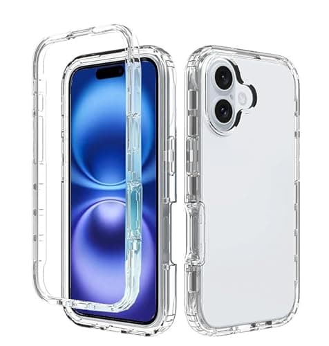Image of iPhone 16 Case, Ultra Thin 360 [Full Protection] [no dots] [Slim TPU] [Front and Back] [Transparent] [Hard PC Back and Soft TPU Front Case] For Apple iPhone 16 (CLEAR)
