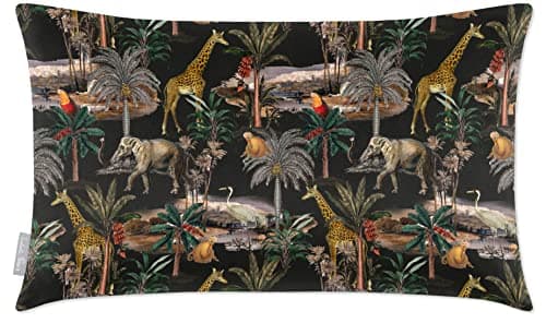 Image of Izabela Peters Filled Cushions With Covers, Eco-Friendly Velvet, 50 x 30 cm, Safari Voyage - Charcoal, for Chair, Sofa, Seat