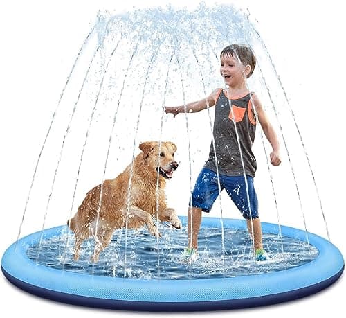 Image of LATERN Splash Pad for Kids and Dog, 170CM Thickened Splash Play Mat Non-Slip Water Sprinkler Pad Inflatable Water Toys for Baby Toddler Boys Girls Pets Summer Garden Outdoor Play