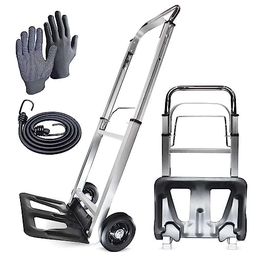 Image of WMR Heavy Duty Aluminium Folding Hand Truck Trolley | Multi-Purpose Sack Barrow Cart | Compact, Lightweight & Durable Aluminium Trolley for Home, Office, Warehouse, Travel | 90kg Max Load Capacity