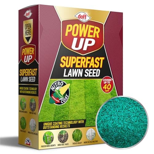 Image of Power Up Superfast Lawn Seed with Nitro-coat - Easy to Sow Grass Seed for Thicker Greener Grass - Fast Growing Grass Seed UK - Effective for New Lawns, Overseeding & Patch Repairs, 1kg