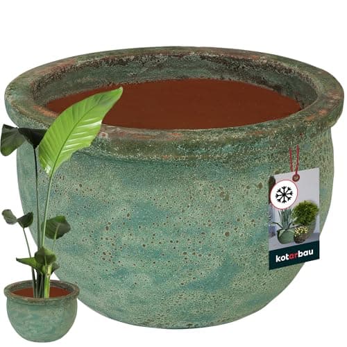 Image of KOTARBAU® Flower Pot Ceramic Large Height 25 cm Diameter 38 cm Plant Pot for Outdoor Flower Pot Outdoor Large & Frost-Proof Planters Outdoor & Indoor Planters for Outdoor Orchid Pot Ceramic