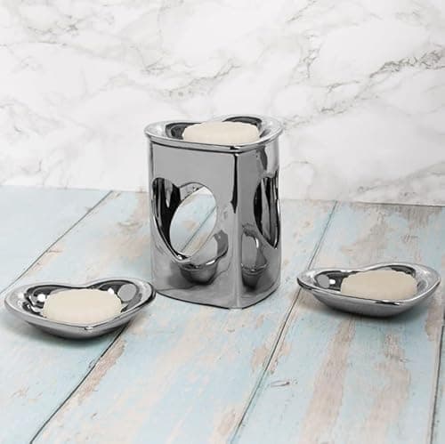 Image of Lesser & Pavey Desire Aroma Silver Heart Wax/Oil Warmer For Women & Men | Lovely Designed Wax Melt Burner | Oil & Wax Burner For all Types of Homes or Offices