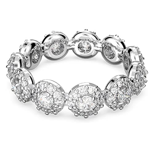 Image of Swarovski Constella Ring, White Round Cut and Pavé Crystals in a Rhodium Plated Setting, from the Constella Collection, Size 55