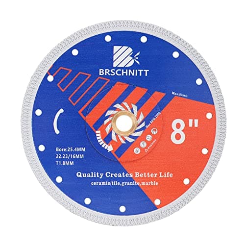 Image of Super Thin Diamond Porcelain Cutting Disc with X Teeth,BRSCHNITT 8 Inch (200mm) Diamond Cutting Disc with Reinforced Core Center for Dry/Wet Cutting Porcelain Tile Ceramic Marble Granite