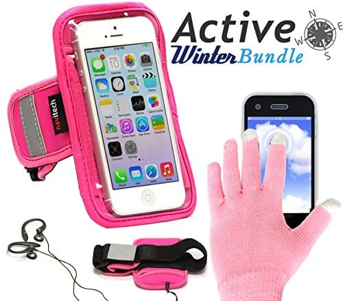 Image of Navitech Active Bundle Including Pink Running/Jogging Sports Armband & Pink Touchscreen Gloves Compatible With The HTC One mini 2 / HTC Desire 610 / HTC Desire 510