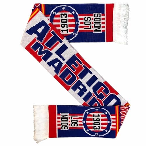 Image of GIFTS 4 ALL New Atletico Madrid Crest Football Fans Scarf, Atletico Madrid Football Souvenir Scarf, Atl Madrid Football Scarves, Los Indios La Liga Fans Gift