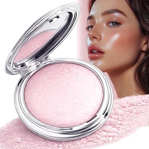 Image of Highlighter Cream - Shimmer Glow Waterproof Full Face Makeup Compact Buildable Coverage Lightweight Smooth Texture Natural Dewy Radiance Sweat Resistant Multi-Use Illuminator (Pink Pearl)