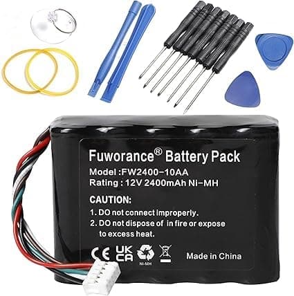 Image of Fuworance 2400mAh 12V 533-000050 Replacement Battery Compatible with Logitech Squeezebox Radio, XR0001, X-R0001, HRMR15/5, 1NT210AAHCB10YMXZ NiMH Battery with Repair Tools