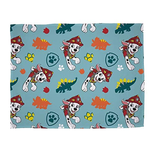 Image of Character World Official Paw Patrol Dino Fleece Blanket Throw | Blue Mighty Dinosaur Design Super Soft Blanket | Perfect For Any Bedroom 100x150