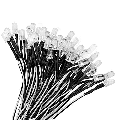 Image of YIXISI 50 PCS 5mm LED Diodes Light, Ultra Bright 12V 20cm Pre Wired, Cold White