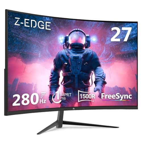 Image of Z-Edge 27 Inch Curved Gaming Monitor 280Hz (DP) 240Hz (HDMI) 1ms MPRT Full HD 1080P 16:9 VA Panel, 350cd/m² Brightness, Ultra-Thin Bezel, FreeSync, HDMI 2.0 & DisplayPort 1.2, Black