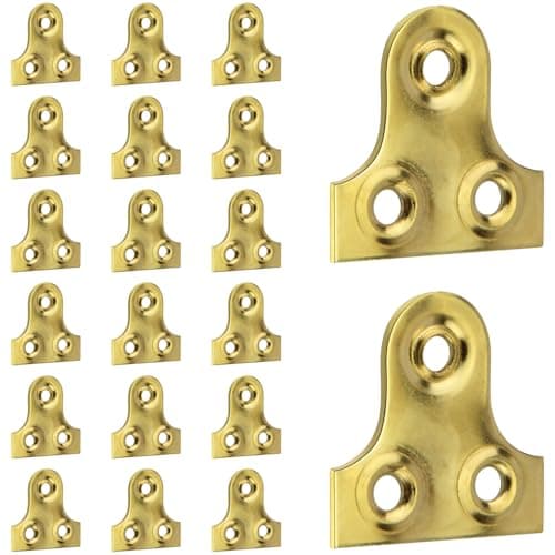 Image of Lunhoo Pack of 20 Brass Picture Hanging Plates for Photo Frame, 19mm Plain Mirror Glass Frame Hanging Fixing Plates (Gold)