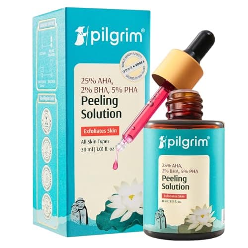 Image of Pilgrim 25% AHA + 2% BHA + 5% PHA Peeling Solution for Face 10-Minute Facial Chemical Peel for face for Glowing Skin Serum for Tan Exfoliating serum Men & Women 30ml