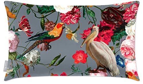 Image of Izabela Peters Cushions With Covers Included, Filled Cushion, Eco-Friendly Velvet Cushions, 50 x 30 cm, Peruvian Paradise - French Grey, Chair Cushions, Sofa Cushions, Seat Cushions