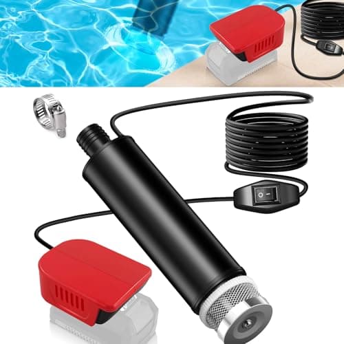 Image of Portable Water Pump Sump Pump Compatible with Einhell 18 V Battery, Idle Speed of The Motor 4500 RPM Flow 30 l/min, Lift 15 ft 120 W Powered Water Pump for Garden, Camping, Kiddie Pool