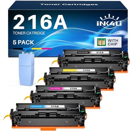 Image of INK4U 216A Toner Cartridges Compatible with HP 216A for Color Laserjet Pro MFP M183fw M182n M182nw M155a M155nw W2410A W2411A W2412A W2413A Printer, With Chip 4-Pack (Black, Cyan, Magenta, Yellow)