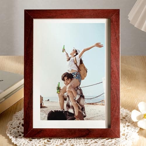 Image of Photo Frame 7x5 Picture Frames for Wedding Family Photos Home Decoration Tabletop Frames Red Wood 7"