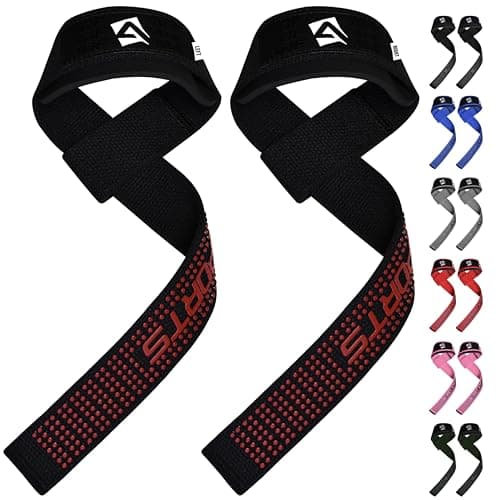 Image of AQF Weight Lifting Straps, 100% Cotton Gym Wrist Straps, 60CM Heavy Duty Lifting Straps with 5MM Neoprene Padding, Non-Slip Advanced Gel Grip, Ideal for Deadlifts Strength Training