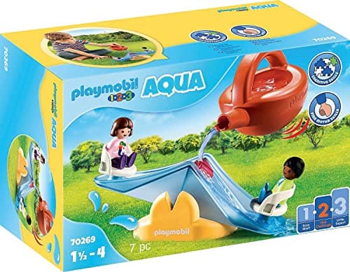 Image of PLAYMOBIL 1.2.3 AQUA 70269 Water Seesaw with Watering Can, for Children Ages 2+