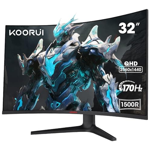 Image of KOORUI 32 Inch Curved Gaming Monitor, QHD 1440P, 170Hz, VA 1500R Ultrawide Screen with Ultra-Thin, HDMI/DP, VESA Compatible, Tilt Adjustable, Eye Care