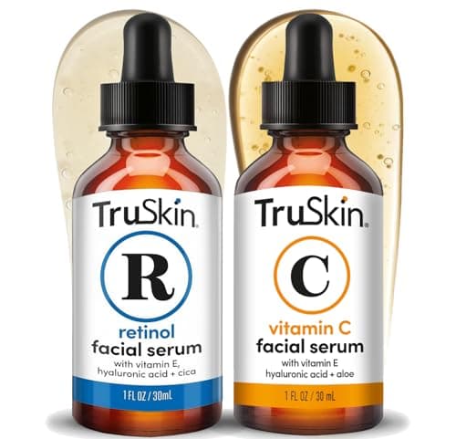 Image of TruSkin Day-Night Anti Aging Duo, Retinol Serum & Vitamin C Serum for Face with Hyaluronic Acid, Skin Care Set Designed to Protect, Firm, Brighten, Clarify, Hydrate, Boost Collagen & Fade Pigmentation
