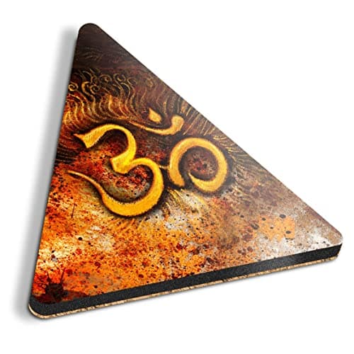 Image of 1 x Triangle Coaster - Yoga Symbol Hindu Buddhist Cork Backed MDF Glossy Tea Coffee Accessory #15853