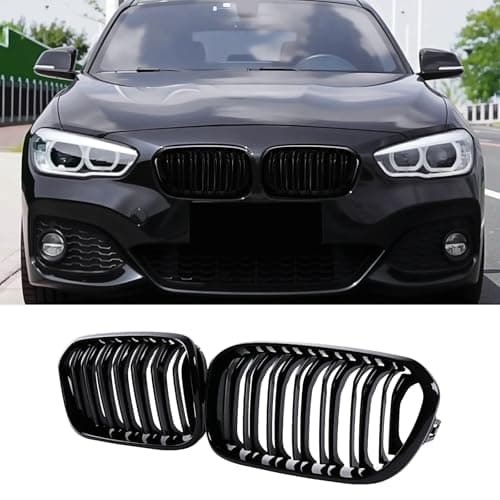 Image of Hengjiayao F20 Kidney Black Front Kidney Grille Suitable for BMW 1 Series F20 F21 2015 2016 2017 2018 Double Bar Grill Gloss Black Radiator Grille (For F20 2015-2018)