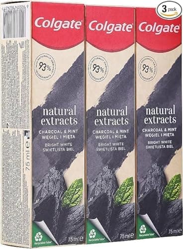 Image of Colgate Natural Extracts Activated Charcoal + White Mint Toothpaste, 75 ml - Pack of 3