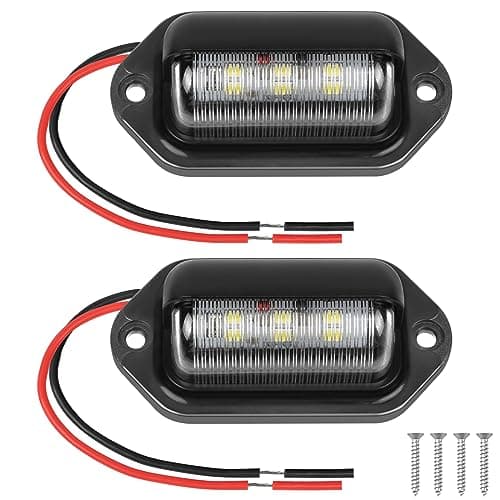 Image of URAQT 2PCS LED Number Plate Lamp, 12V-24V DC Waterproof 6-SMD Taillight, Universal Rear License Plate Light for Truck SUV Van RV Boats, Dome/Cargo Lights